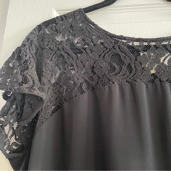 Anthropologie Maeve Black Short Sleeve Lace Blouse Size Medium - Picture 10 of 12